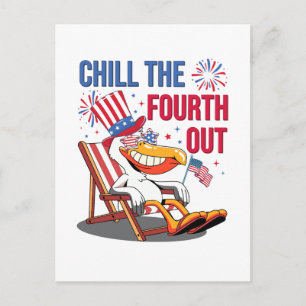 Ontspan de Vierde Grappige Patriotische Pelikaan Uitnodiging Briefkaart