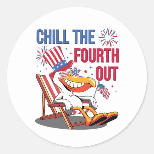 Ontspan de Vierde Grappige Patriottische Pelikaan Ronde Sticker (Voorkant)