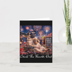 Ontspan de Vierde Grappige Pug Koffie 4 Juli Kaart