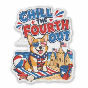 Ontspan de Vierde Patriottische Corgi Sticker