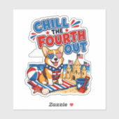 Ontspan de Vierde Patriottische Corgi Sticker (Vel)