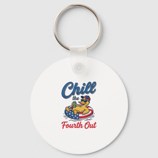 Ontspan de Vierde Patriottische Eend T-Shirt Ontwe Sleutelhanger (Voorkant)