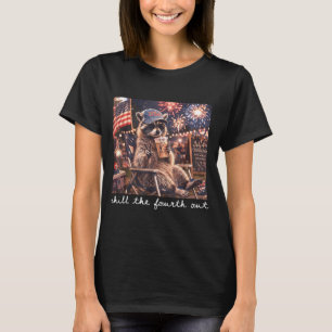 Ontspan de vierde uit wasbeer grappig 4 juli t-shirt