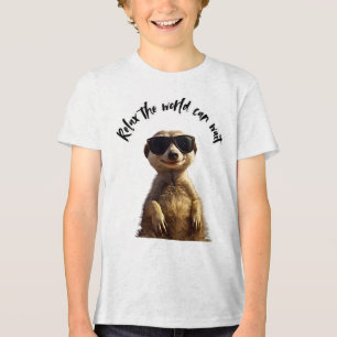 Ontspan – De Wereld Kan Wachten Koude Meerkat me Tri-Blend Shirt