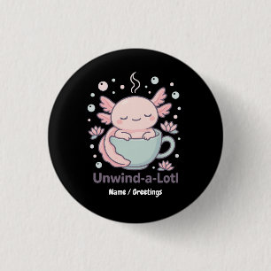 Ontspan-een-lot Cute Axolotl in Theekopje Kawaii O Ronde Button 3,2 Cm