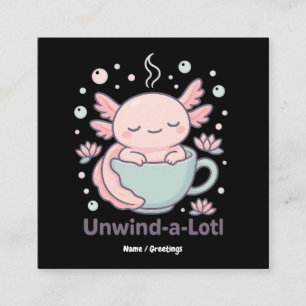 Ontspan-een-lotje Mooie Axolotl in Theekop Kawaii Vierkante Visitekaartje
