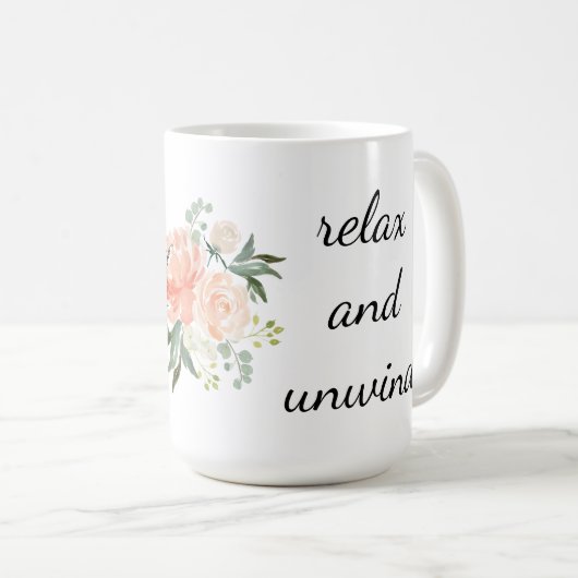 Ontspan en ontwind Floral Koffiemok (Voorkant rechts)