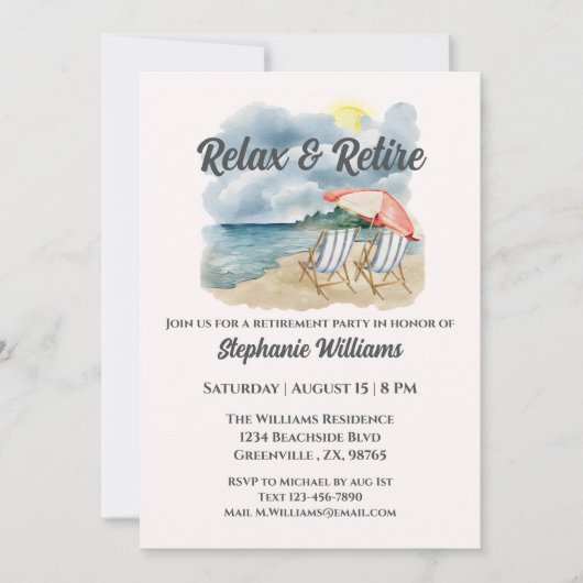 Ontspan en pensioneer Tropical Beach Chair Thema Kaart (Voorkant)