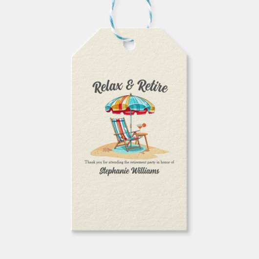 Ontspan en pensioneer Tropical Cocktail Beach Chai Cadeaulabel (Voorkant)