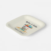 Ontspan en pensioneer Tropical Cocktail Beach Chai Papieren Bordje (Gebogen)