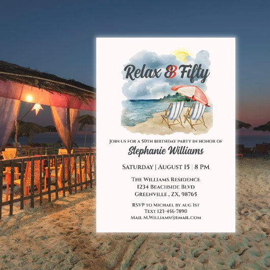 Ontspan en wees Fifty Tropical Beach Chair Thema Kaart