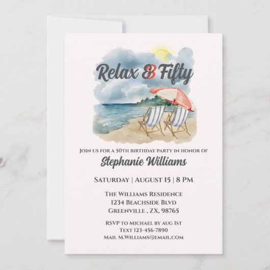 Ontspan en wees Fifty Tropical Beach Chair Thema Kaart (Voorkant)