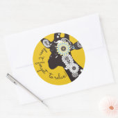 Ontspan - Gele Funky Grappige Giraf Ronde Sticker (Envelop)