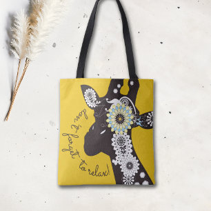 Ontspan - Gele Funky Grappige Giraf Tote Bag