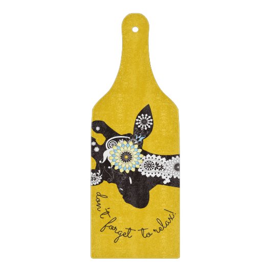 Ontspan - Gele Funky Grappige Giraffe Snijplank (Voorkant)