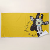 Ontspan - Gele Funky Grappige Giraffe Strandlaken (Voorkant)