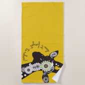 Ontspan - Gele Funky Grappige Giraffe Strandlaken (Voorkant)