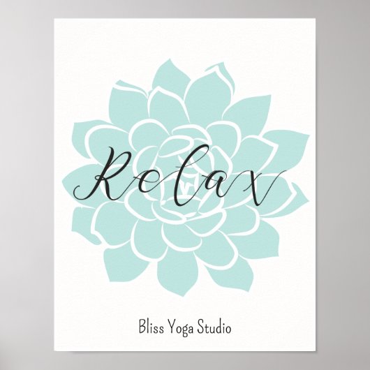 Ontspan Groene Witte Yoga Citaten Zen Fitness Work Poster (Voorkant)