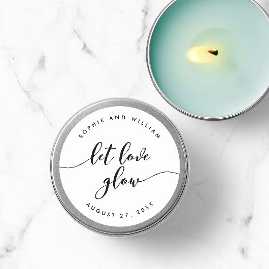 Ontspan het script Let Love Glow Weddenour Favor Ronde Sticker