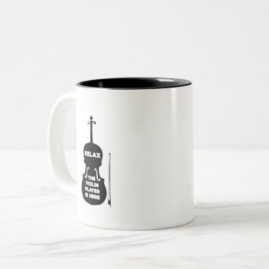 Ontspan hier de Violin Player Tweekleurige Koffiemok (Voorkant links)