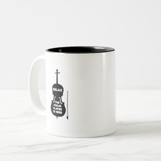 Ontspan hier de Violin Player Tweekleurige Koffiemok (Voorkant links)