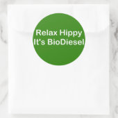 Ontspan Hippy Het is BioDiesel Ronde Sticker (Tas)