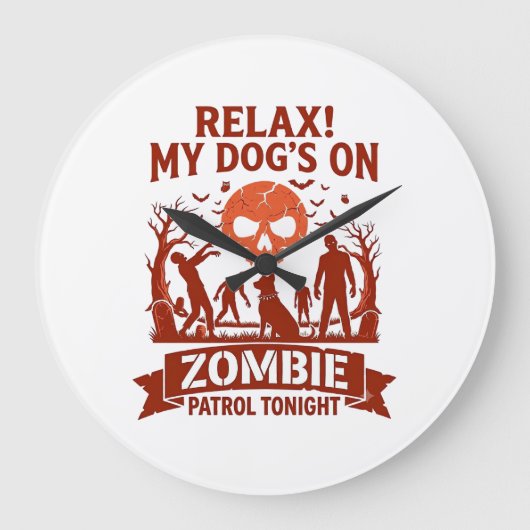 Ontspan Honden Zombie Patrouille Vanavond Hallowee Grote Klok (Voorkant)