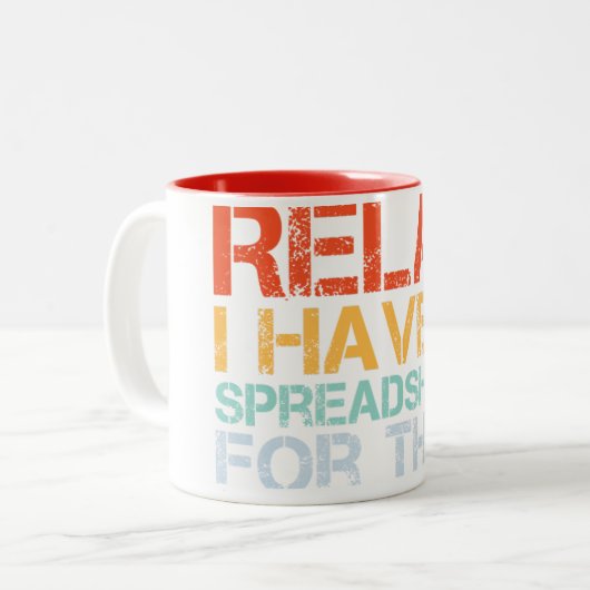 Ontspan ik heb daar een spreadsheet voor tweekleurige koffiemok (Voorkant links)