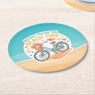 Ontspan, je bent op strandtijd ronde kartonnen onderzetter