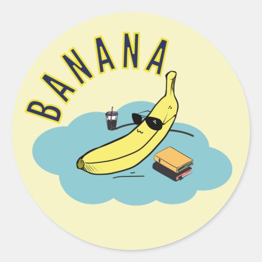 Ontspan je met banaan ronde sticker (Voorkant)