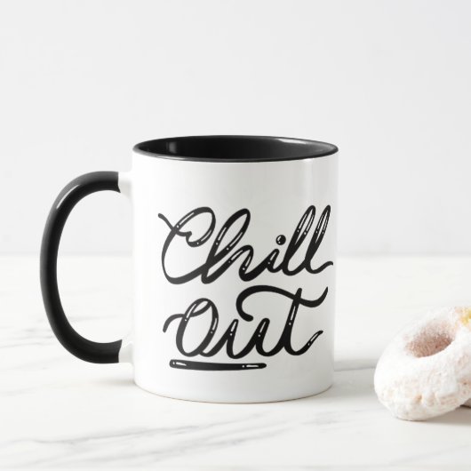 Ontspan je - met de hand geschreven retro mok (Met donut)