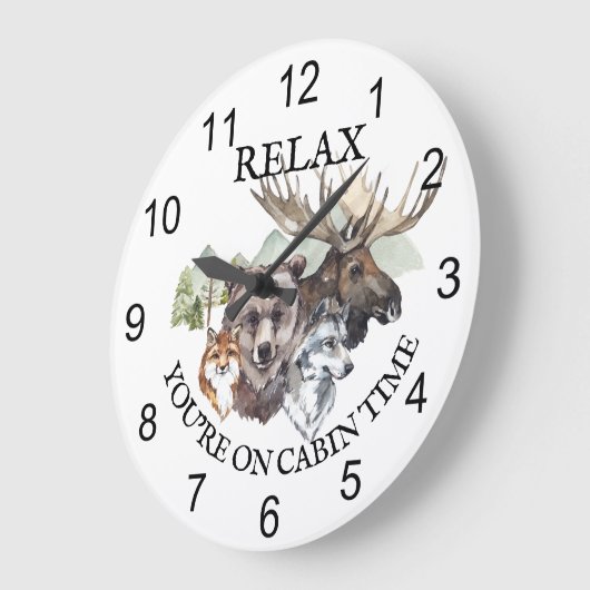 Ontspan je op Cabin Time Forest Animals Grote Klok (Hoek)