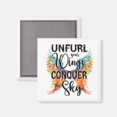 Ontspan je vleugels Verover de hemel, kleurrijke v Magneet (Voorkant / Achterkant)