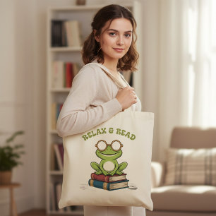 Ontspan & Lees Lieve Kikker op Boeken Grappige B Tote Bag