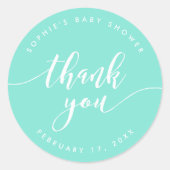 Ontspan Manuscript Dank u Deel Mint Ronde Sticker (Voorkant)