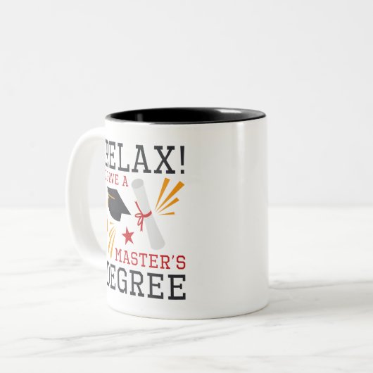 Ontspan mastergraad tweekleurige koffiemok (Voorkant links)