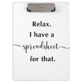 Ontspan me dat ik een spreadsheet heb. klembord (Voorkant)