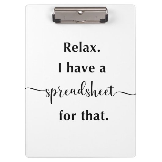Ontspan me dat ik een spreadsheet heb. klembord (Voorkant)