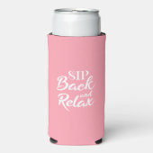 Ontspan met een drankje Roze Slim Seltzer Blikjeskoeler (Seltzer Voorkant)