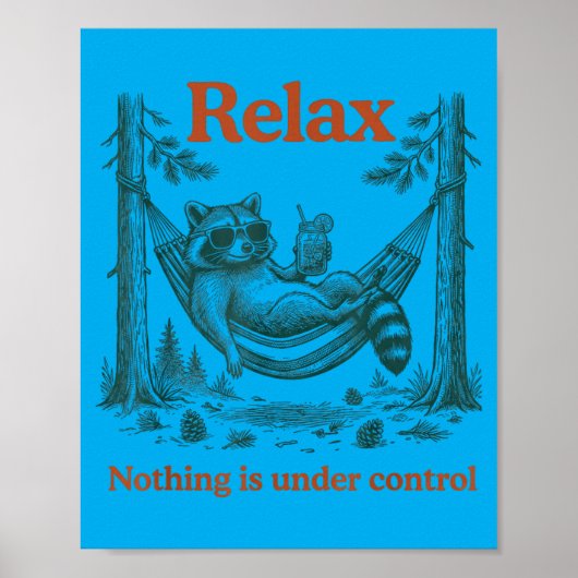 Ontspan niets is onder controle sarcastische wasbe poster (Voorkant)