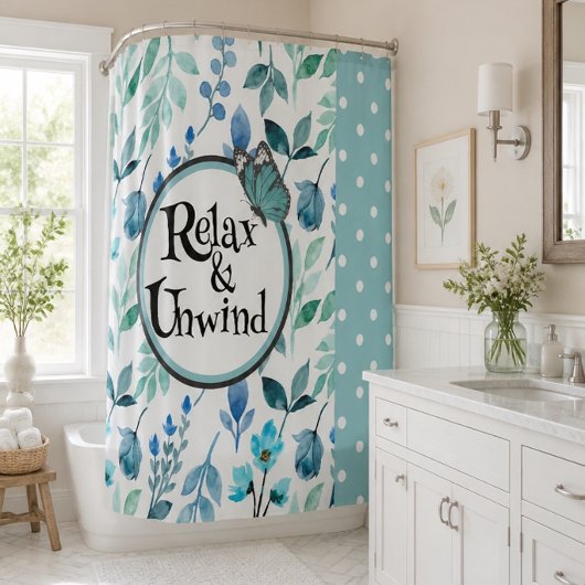 Ontspan & Onthaal Teal Designpatroon Douchegordijn