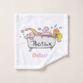Ontspan & Ontwind – Grappige badkuip cartoon Bad Handdoek (Wasdoekje)