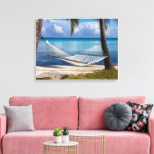 Ontspan op een hangmat tussen twee palmbomen canvas afdruk (Insitu (Woonkamer))