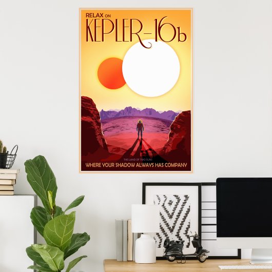 Ontspan op Kepler-16b Poster (Thuiskantoor)