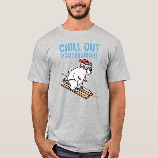 Ontspan Professioneel Skiën met IJsberen T-shirt (Voorkant)