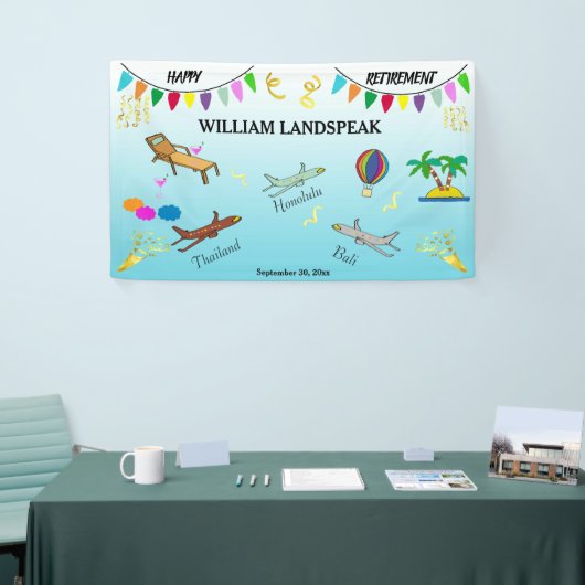 Ontspan, reis, geniet van een fijne pensionering spandoek (Beurs)