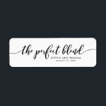 Ontspan Script De perfecte mix bruiloft Favor Labe Etiket<br><div class="desc">Dit stijlvolle bruiloft gunstigetiket bevat de woorden "de perfecte mix" in zwart schrift geweldig voor het labelen van uw bruiloft thee of koffie gunst geschenken. Het is gemakkelijk te personaliseren; vervang gewoon de plaatsaanduidingstekst om uw eigen informatie toe te voegen. Klik op de knop "Aanpassen" voor meer opties zoals het...</div>