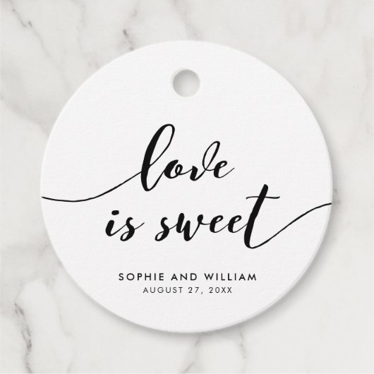 Ontspan Script Love is Sweet Wedding Bedankjes Labels (Voorkant)