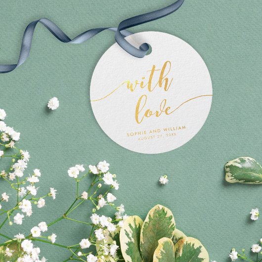 Ontspan script met liefdesbruiloft bedankjes labels