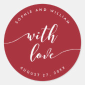 Ontspan script met liefdeseditable kleurenhuwelijk ronde sticker (Voorkant)